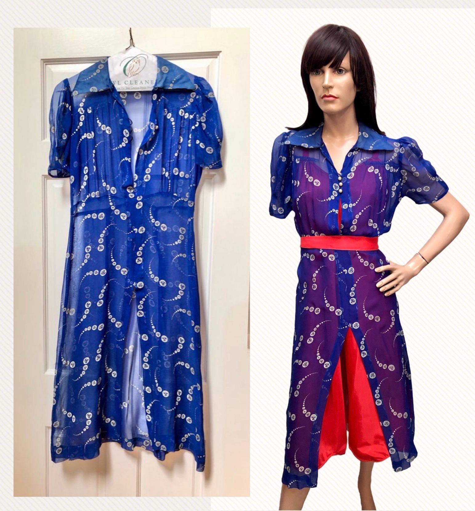 Chiffon Dress 1940s - Etsy