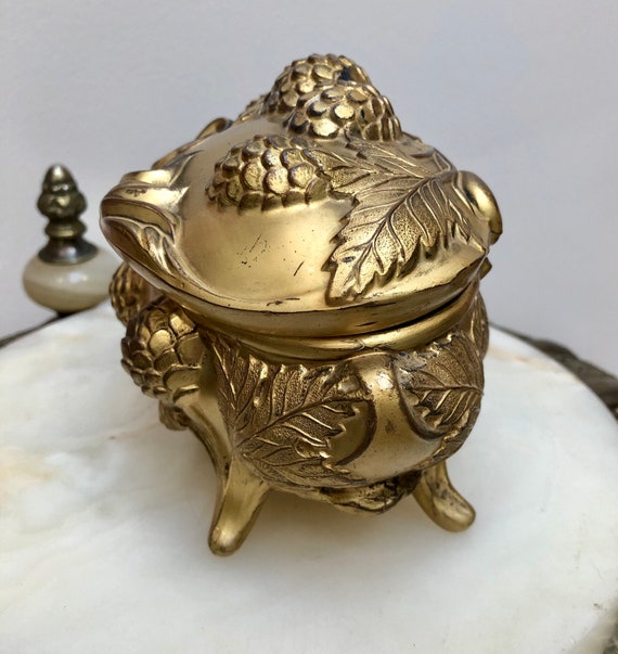 Victorian Gilded ART NOUVEAU Jewelry Casket w/Pin… - image 3
