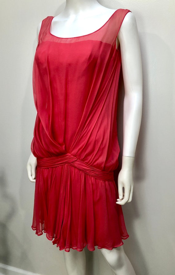 Vtg 1950s CEIL CHAPMAN Coral Chiffon Draped Cockt… - image 5