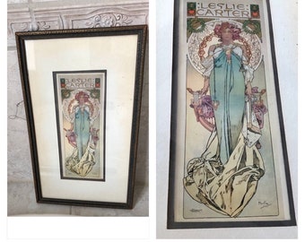 Orig 1908 Alphonse MUCHA "Leslie Carter" Strobridge Co. Framed LITHO