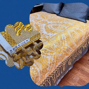 Deadstock 1930s ITALY TROUSSEAU Baroque TAPESTRY Bedspread