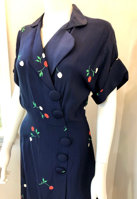 Vintage 1940’s RAYON Novelty Print “CHERRIES” Dre… - image 4