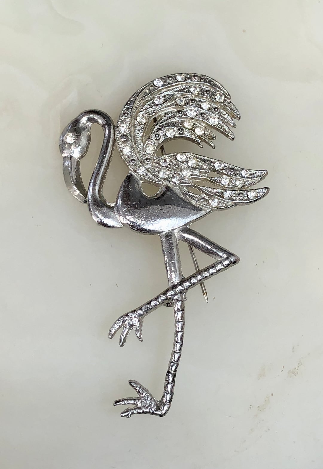 Broche Flamant Rose Fantaisie Strass - Cadeau Original Pour Mariage