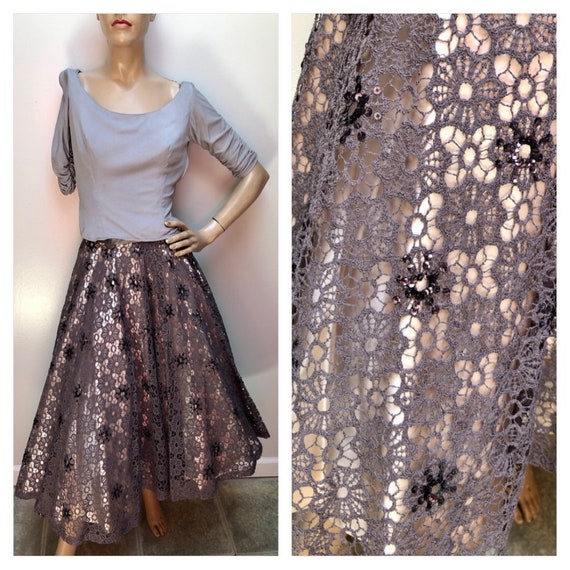 Vtg 1950s New Look Lace CIRCLE SKIRT & Blouse - image 1