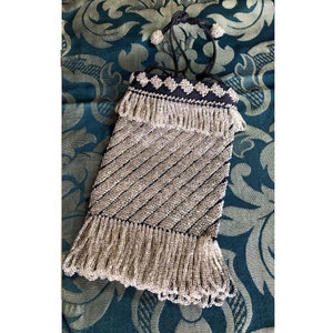 Antique 1920s Platinum & Blue DECO Beaded Purse