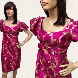 Vtg 1960s IRIS FLOWER Brocade & Gold Lamé Cocktail Dress