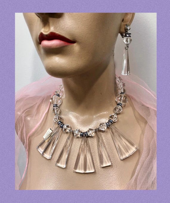 VTG 1980s "Roz Kaplan Orig" LUCITE NEFERTITI Demi-Parure