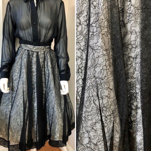 Vintage Deadstock 1950’s CEIL CHAPMAN Lace Overlay Cocktail Skirt