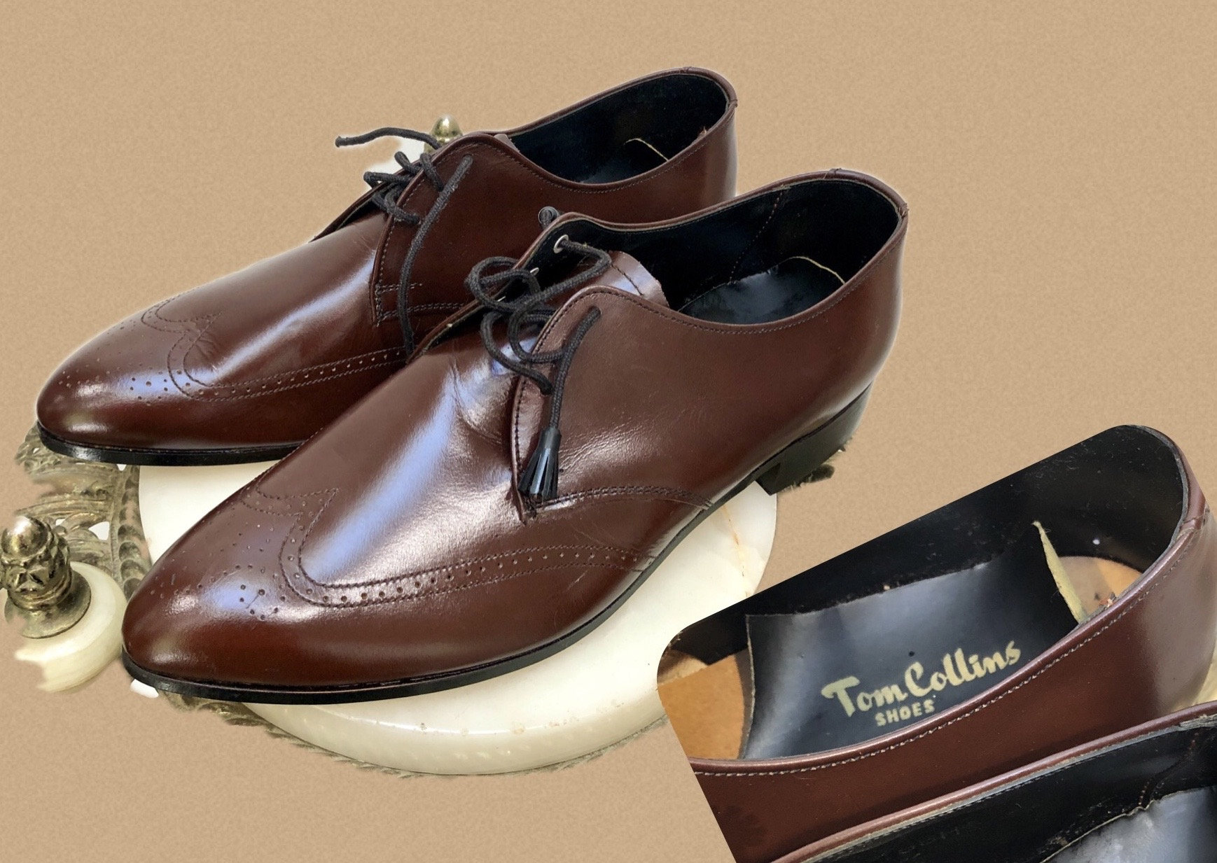 NOS Vintage 90s Mens Size 11 2A Leather Moc Toe Lace Dress Shoes Black USA il_fullxfull.5057461818_nla3.jpg main image 3