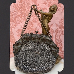 Victorian Art Nouveau 1890s Beaded CHATELAINE PURSE