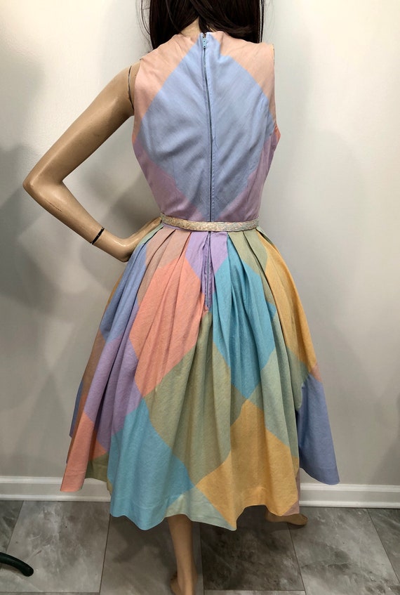 VTG 1950s L'Aiglon HARLEQUIN Pastel Circle Skirt … - image 6
