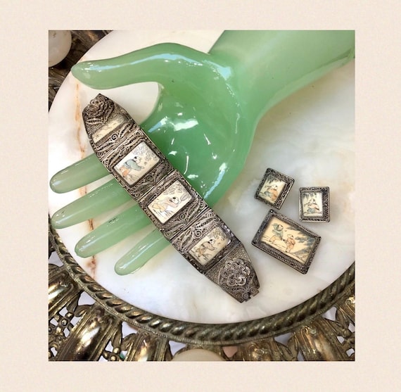 Fabulous silver scrimshaw pin - Gem Fabulous silver scrimshaw pin - Gem