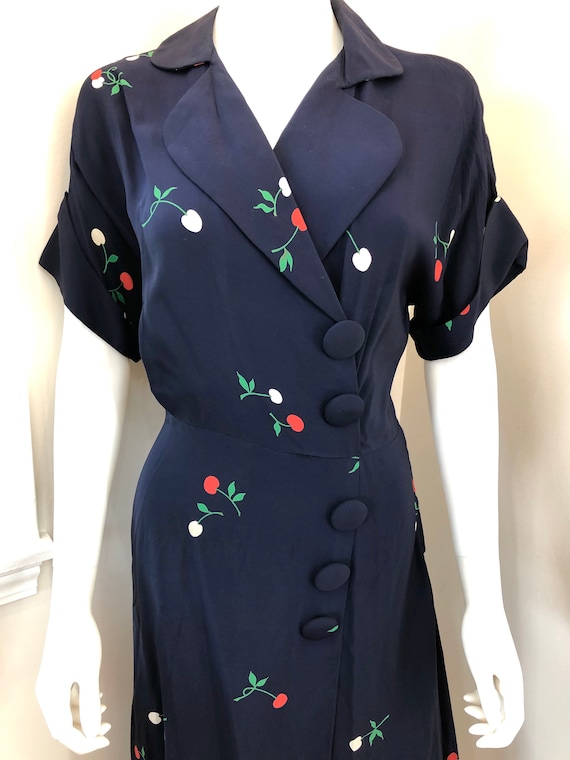 Vintage 1940’s RAYON Novelty Print “CHERRIES” Dre… - image 6