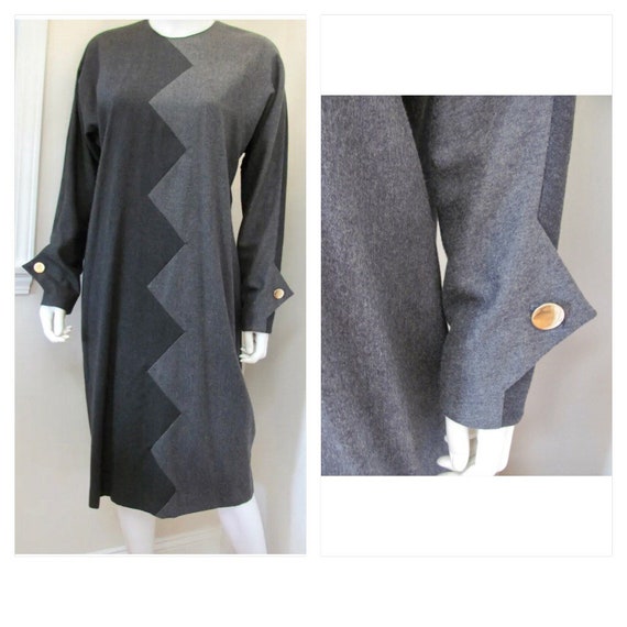 Givenchy, Vtg 1980s GIVENCHY En Plus CHEVRON Color Block Dress