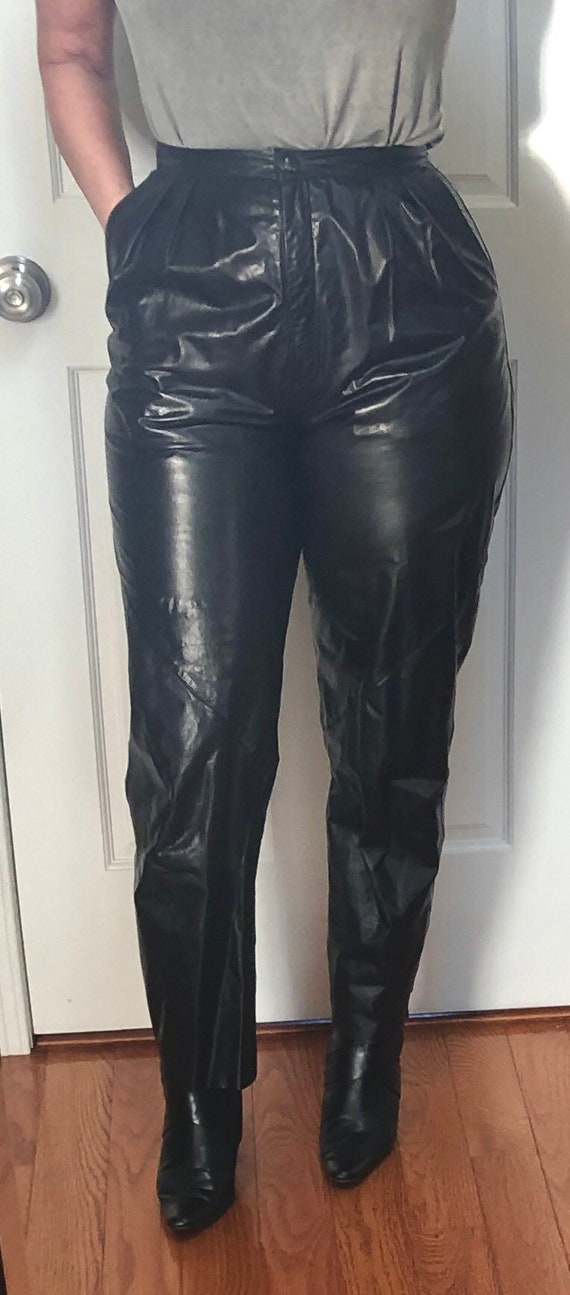 VTG 1980s High-waist Buttery Black LEATHER PANTS -  Norway