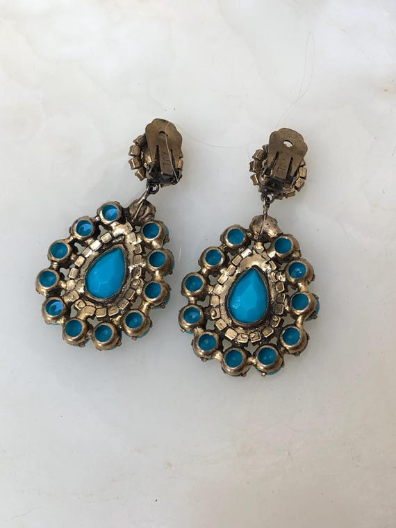 VTG 1960s Kenneth Jay Lane TURQUOISE Drop Earrings - image 6