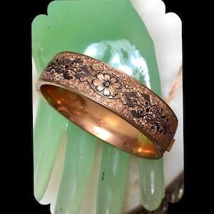 Pulseira Articulada Gravada Binder Bros., década de 1930, Ouro 12K, Preenchido