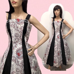 VTG 1940s DEADSTOCK Suspender Strap Novelty Print SUNDRESS
