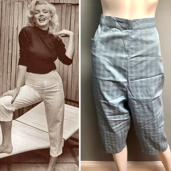 Vtg 1950s Baby-Blue Deadstock Clam Digger Pants