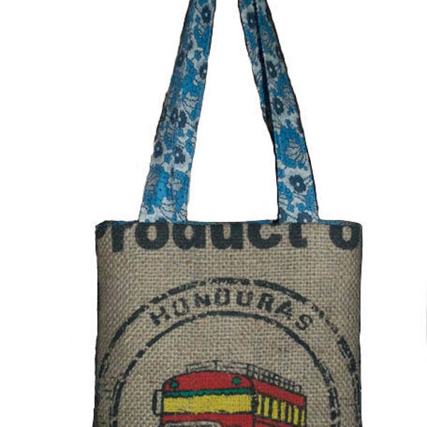 Sac à main en toile de jute de café du Honduras recyclée tendance et vintage avec anses tissu