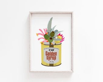 Golden Syrup Digital Art Print, Giclee, Australiana, Vintage Tin, Botanical Art