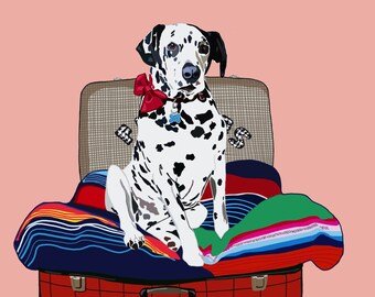 Dalmatian Digital Art Print, Giclee, Australiana, Vintage Tin, Botanical Art