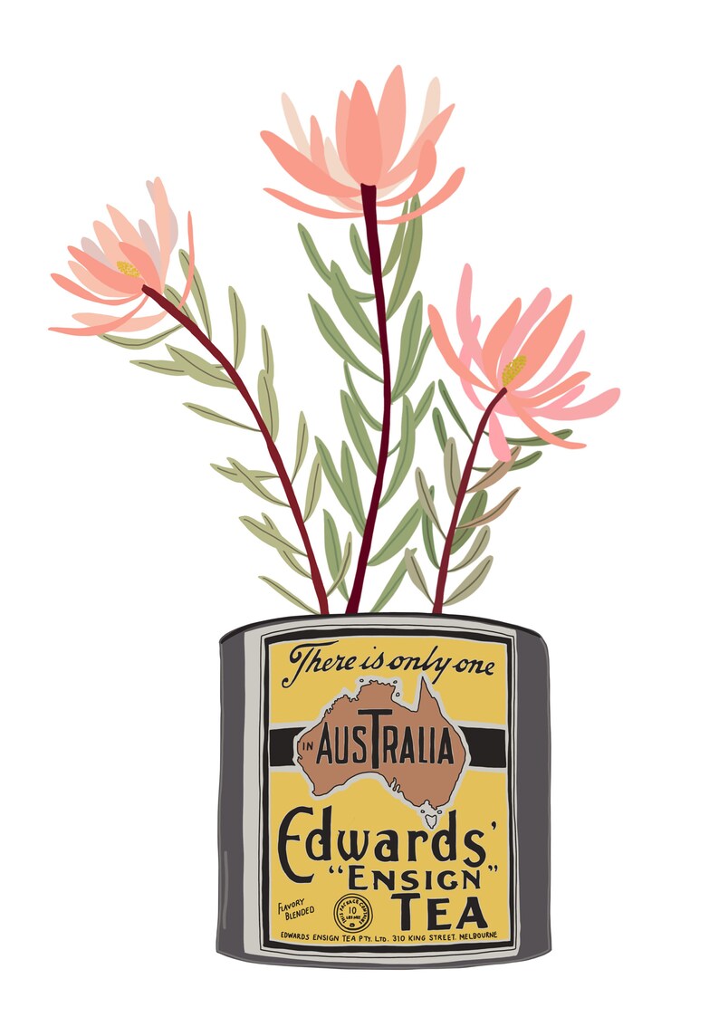 Australian Native Flowers in Vintage Tins Wall Art Print Etsy Australia