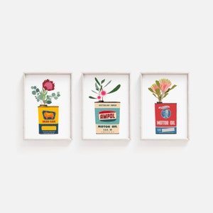 Australian Native Flowers in Vintage Tins Wall Art Print Bundle, Wall Gallery Set, Wall Art Package, Set of 3 Gallery Wall Prints, Digital P image 2