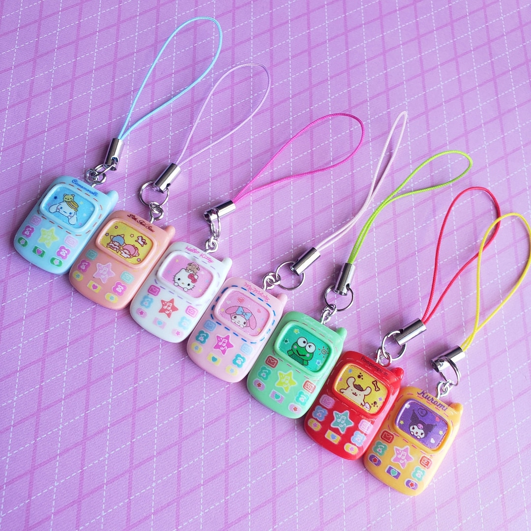 Hello Kitty Phone Charm Beaded Sanrio Keychain Hello Kitty Etsy