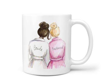 Wedding/Bridal Shower Gifts - Ceramic Coffee Mug - Bride and Bridesmaid - Best Cute Engagement Gift for Maid of Honor, Best Friend or Sister