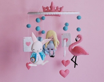 Alice in Wonderland Baby Mobile: Handmade Nursery Decor