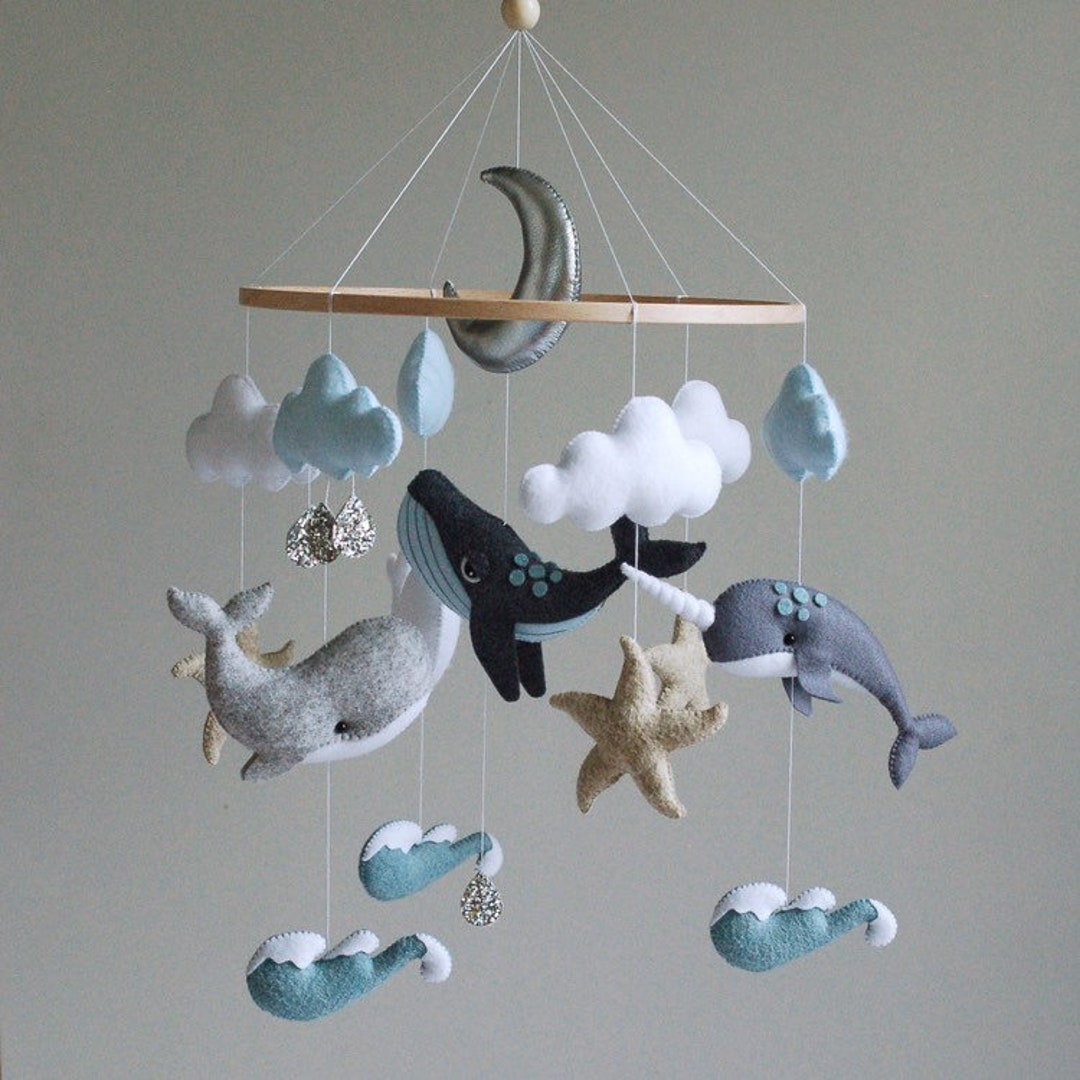 Buy Whale Baby Mobile: Felt Ocean Nursery Decor, Narwhal Dolphin Online  in India