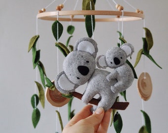 Koala baby mobile Koala vivaio mobile Ragazzo presepe mobile ragazza ragazzo vivaio mobile animali mobile Koala Nursery Decor Mobile per bambini naturale