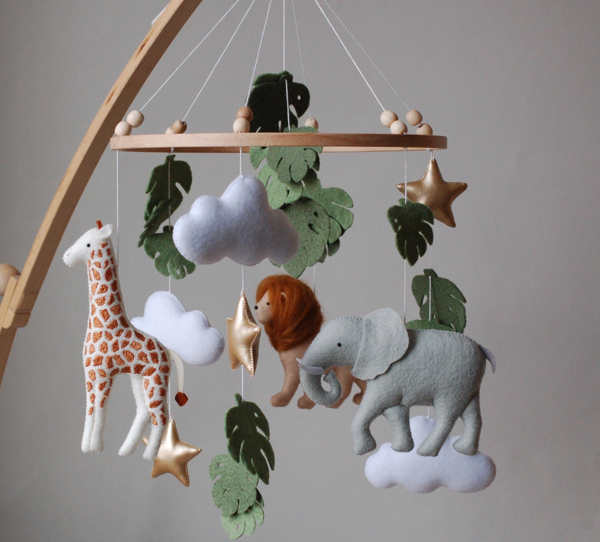 Baby safari mobile with embroidered spots on animals Africa Etsy