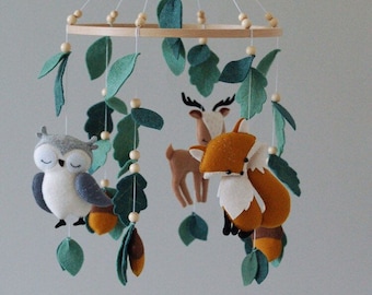 Baby mobile woodland mobile Nursery mobile woodland animals Crib mobile baby girl mobile baby mobile boy hanging mobile