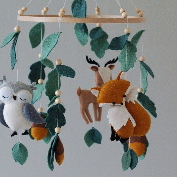 Baby mobile woodland mobile Nursery mobile woodland animals Crib mobile baby girl mobile baby mobile boy hanging mobile