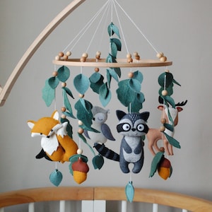 Woodland Felt Baby Mobile: Fox, Owl, Deer Nursery Decor