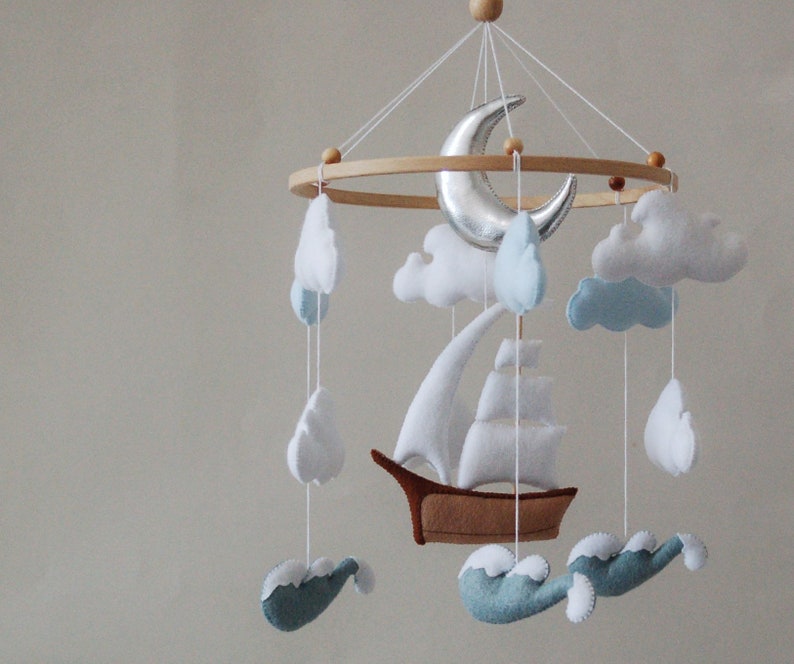 Personalized Ship Baby Mobile Nursery Felt Baby Mobile Boy Etsy