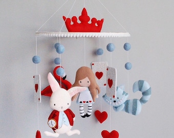 Alice in Wonderland Felt Baby Mobile: Handmade Nursery Decor