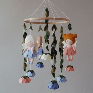 Baby mobile girl flowers mobile nursery mobile fairy crib mobile girl hanging mobile clouds flowers mobile nursery decor baby girl mobile