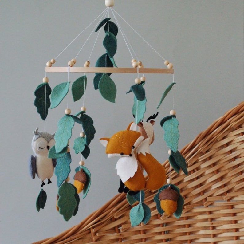 Baby Mobile Woodland Mobile Nursery Mobile Woodland Animals Etsy UK