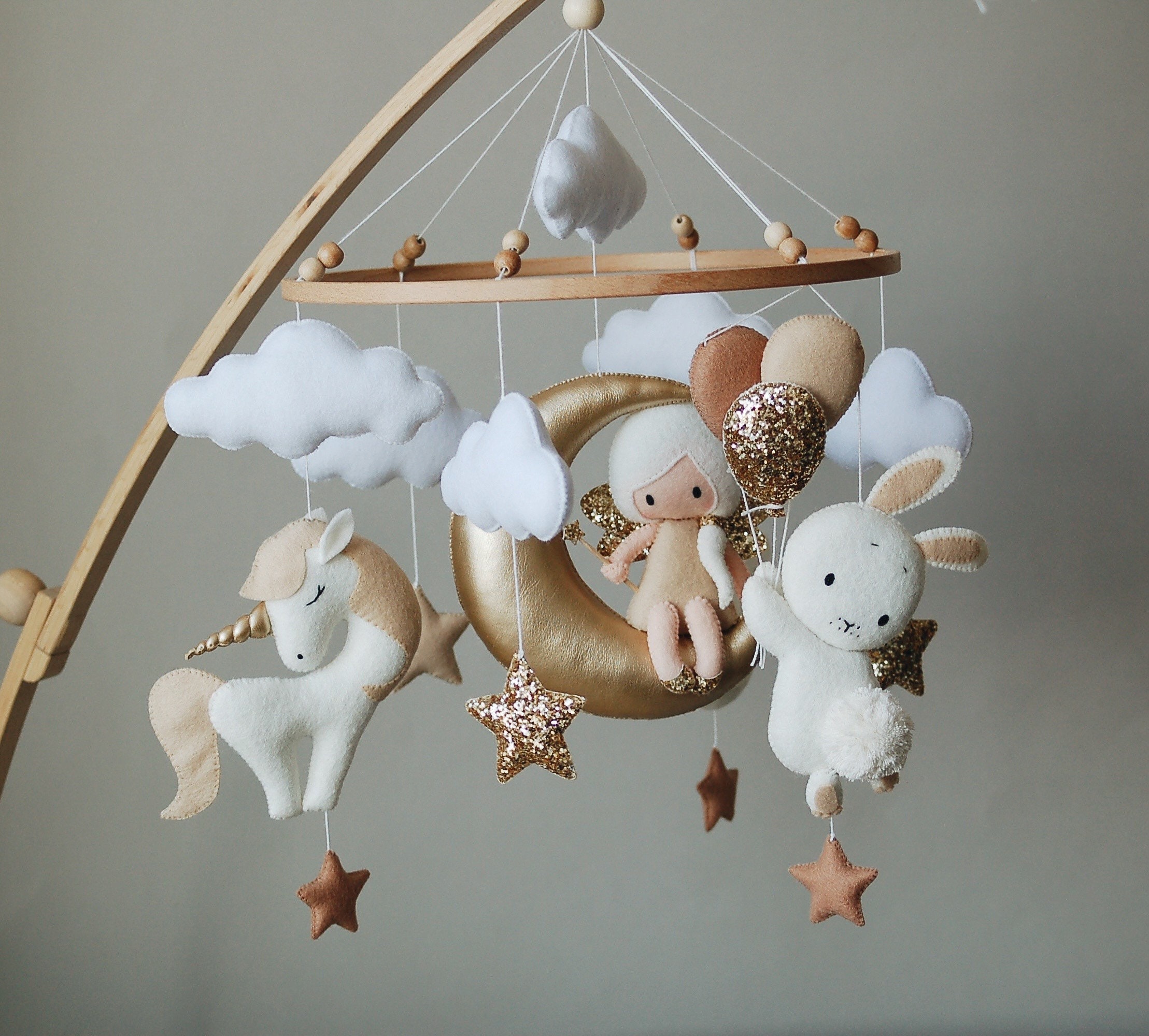 Baby shower gift Narwhals and unicorns Mobile nursery Baby mobile girl