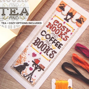 All I Need is Coffee & Books Cross Stitch Pattern Instant 