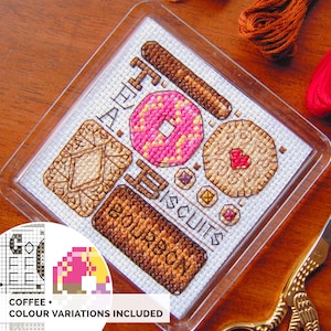 Biscuits Coaster Cross Stitch Pattern, Instant Download PDF