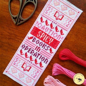 Spicy Books Bookmark Cross Stitch Pattern, Instant Download PDF, Romance Reader