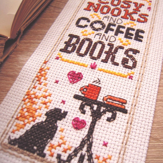 All I Need is Coffee & Books Cross Stitch Pattern Instant 