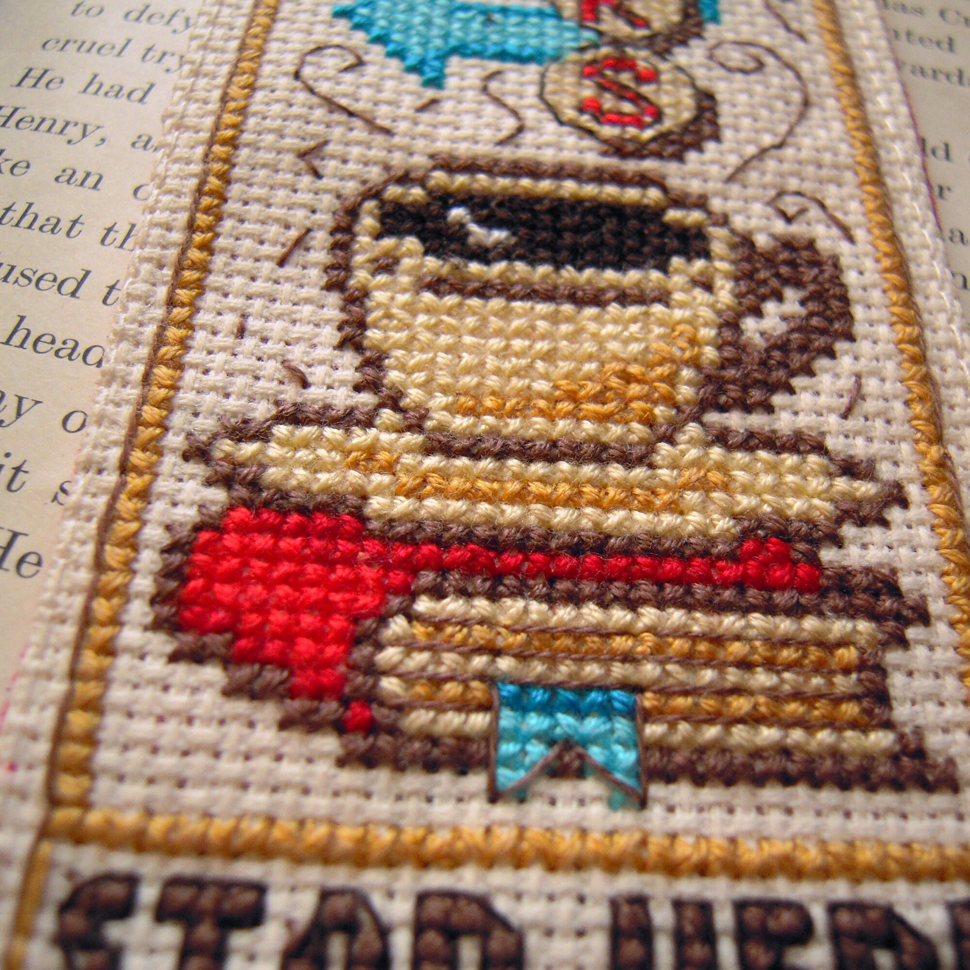 Coffee and Books Stop Here Cross Stitch Bookmark Digital Pattern PDF - Etsy