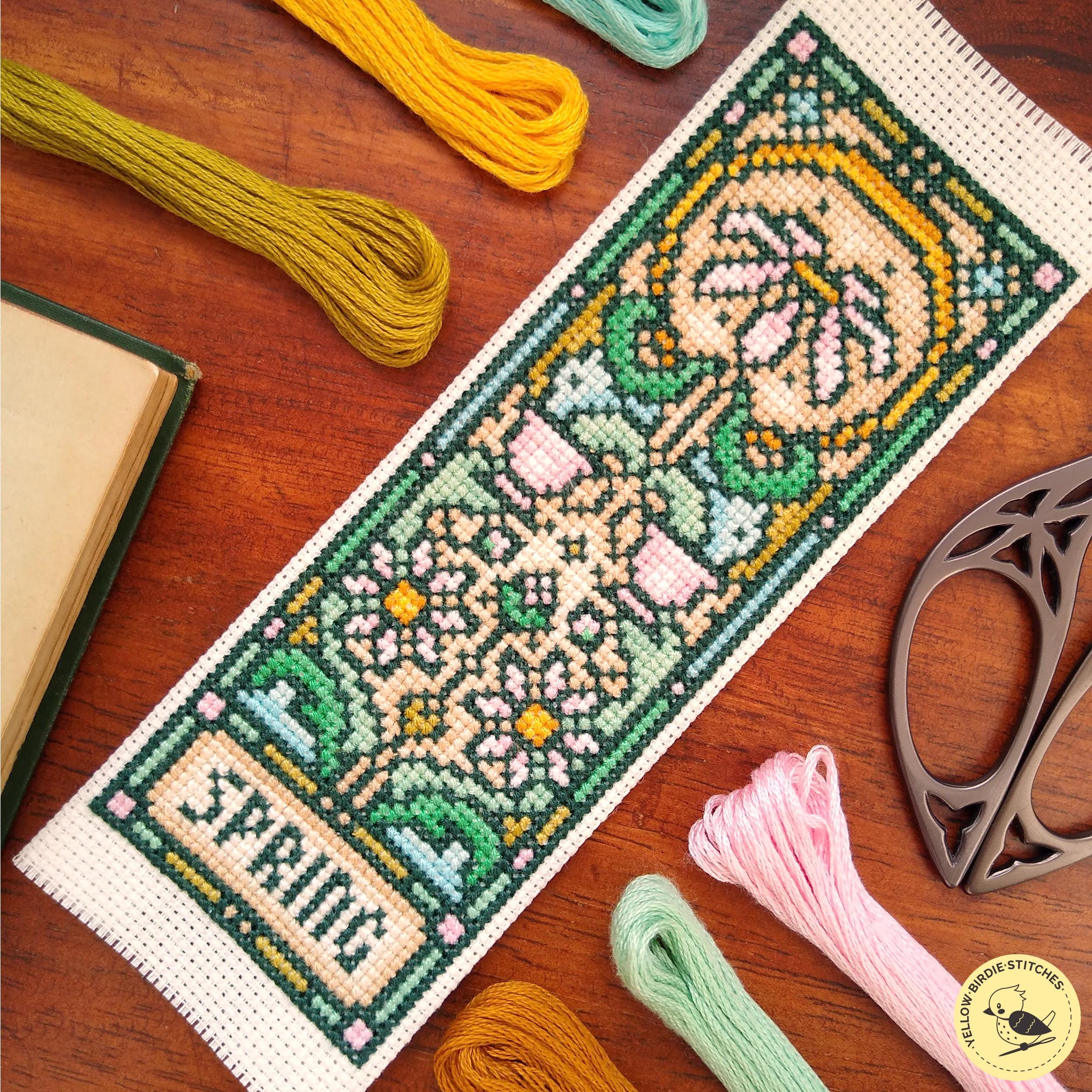 Nouveau Glass Spring Tea Cross Stitch Bookmark Pattern (PDF Download ...