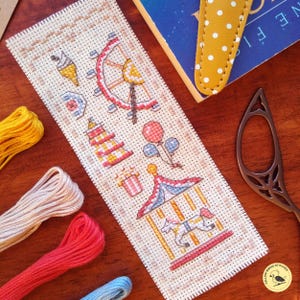 Kirmes Lesezeichen Kreuzstichmuster, Instant Download PDF