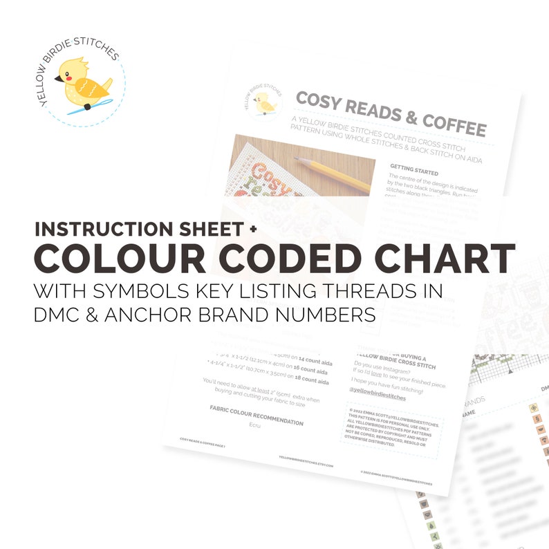 Cosy Reads & Coffee Cross Stitch Pattern - Instant Download PDF ...